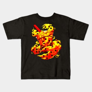 Angry Boba Tea Monster - Lava Kids T-Shirt